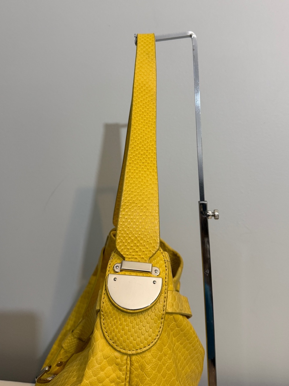 Cole Haan Casey Drawstring Hobo Shoulder Bag Sunflower Yellow Leather - Picture 6 of 16